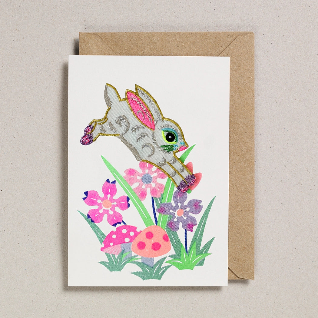 Iron on Rabbit Riso Card