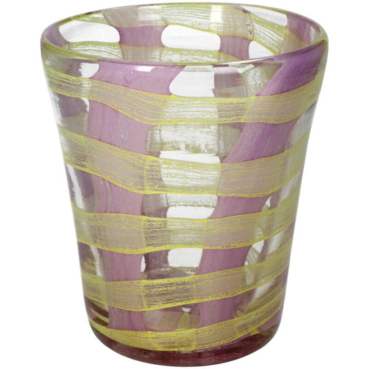 Candle Holder Glass Yellow&Lilac