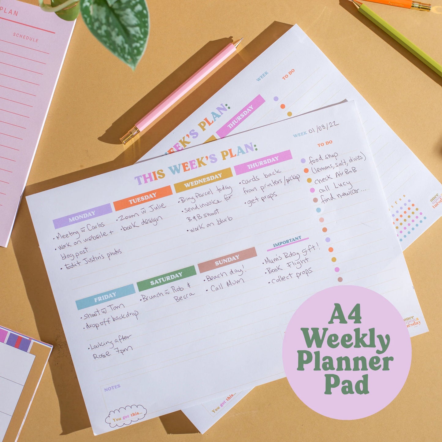 A4 'You Got This' Weekly Planner Pad with Habit Tracker
