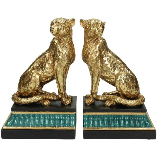 Gold Leopard Bookends - Set of 2