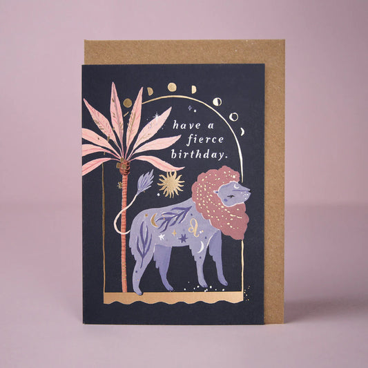 Lion Zodiac Birthday Card