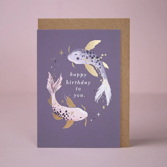 Koi Zodiac Birthday Card - Pisces