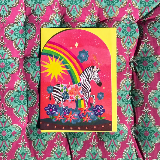 Zebra & Rainbow Bell Jar Greeting Card Greeting Card