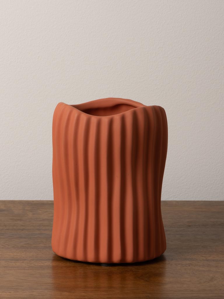 Abstract Striped Terracotta Vase