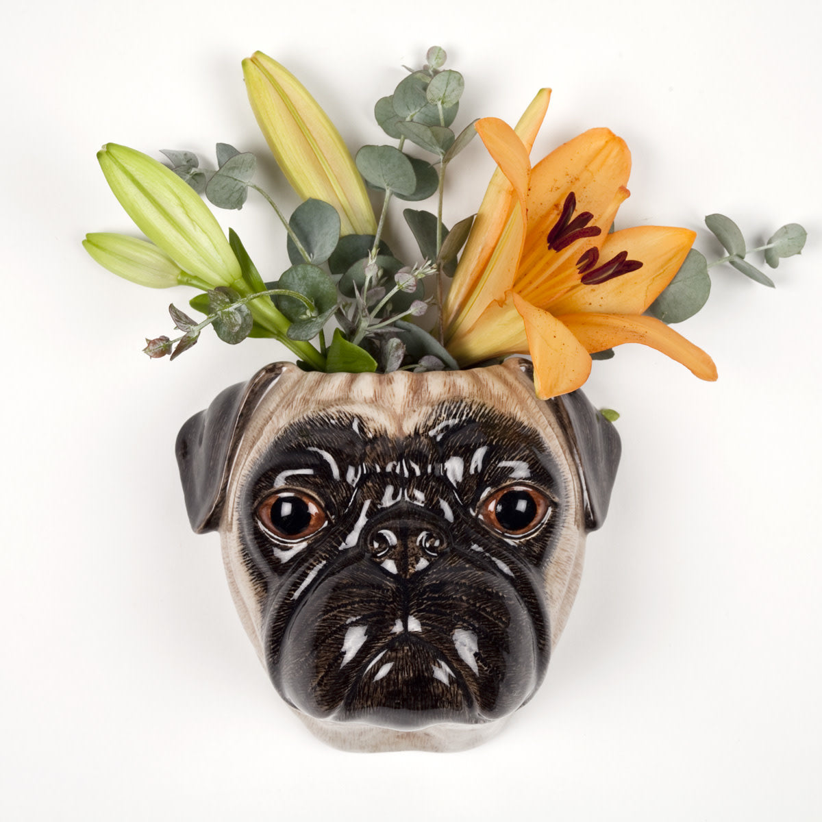 Pug wall vase large fawn 03