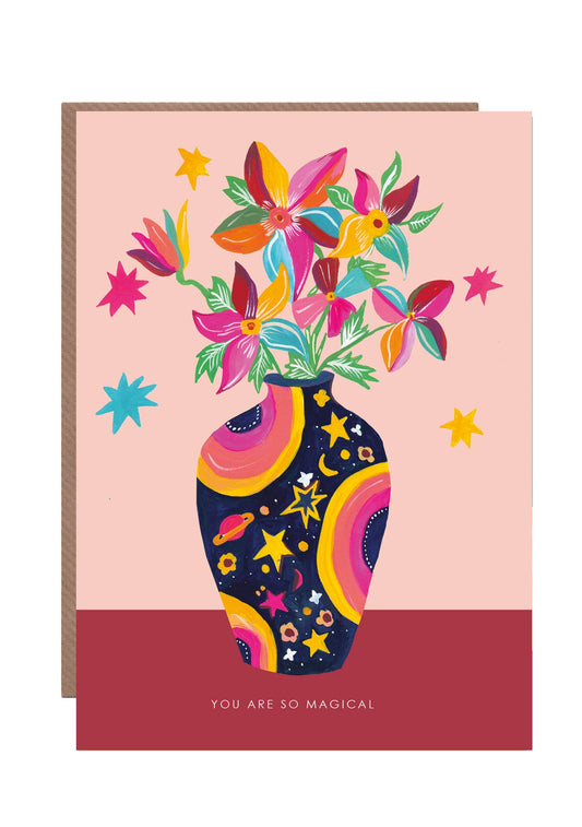 Flower Moon Vase Greeting Card