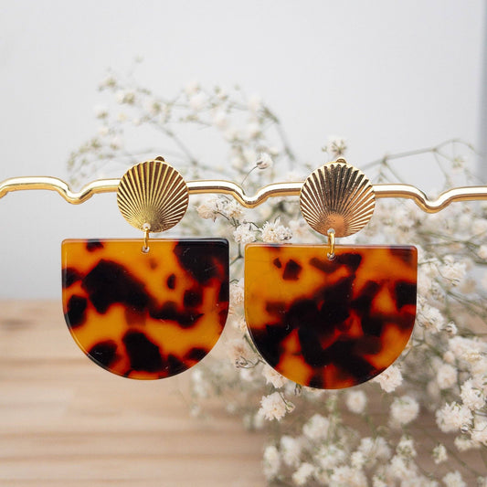 Charlotte Clip-On Earrings - Brown Tortoise