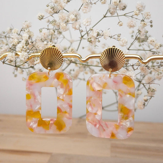 Gabrielle Clip-On Earrings - Peach & Pearlescent Honey