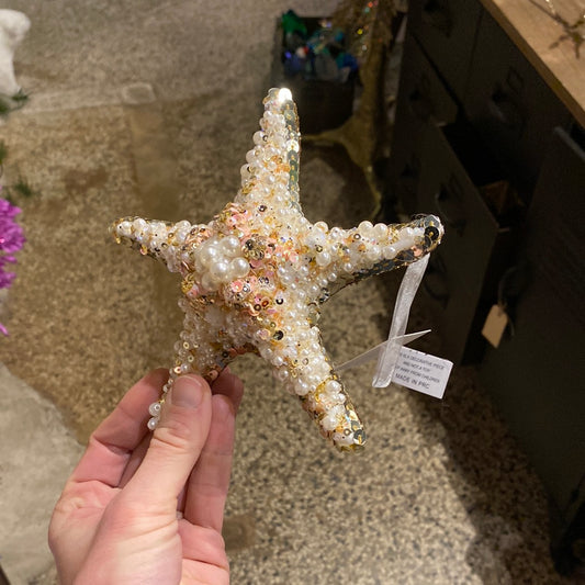 Sequin Pearl Starfish Ornament