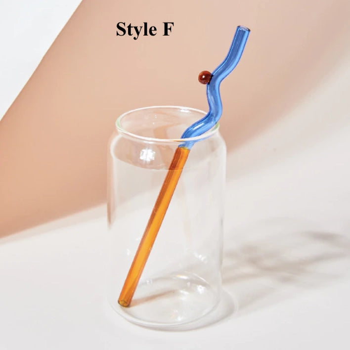 Artistry Glass Straw - Blue & Orange