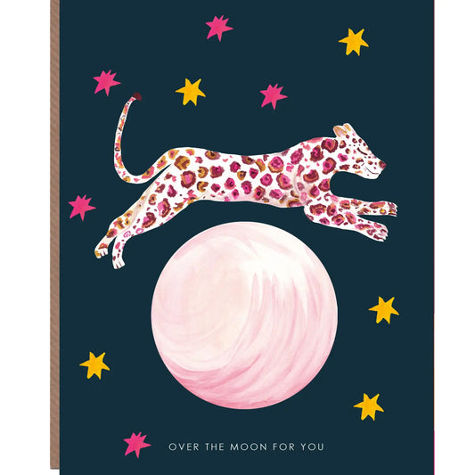 Leopard Over The Moon Card