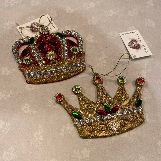 Gilt Jeweled Crown Ornament