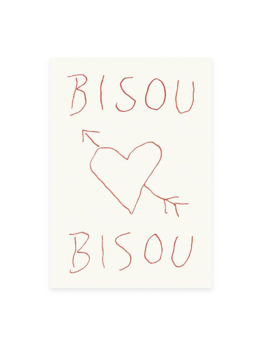 Bisou Bisou Risograph Postcard
