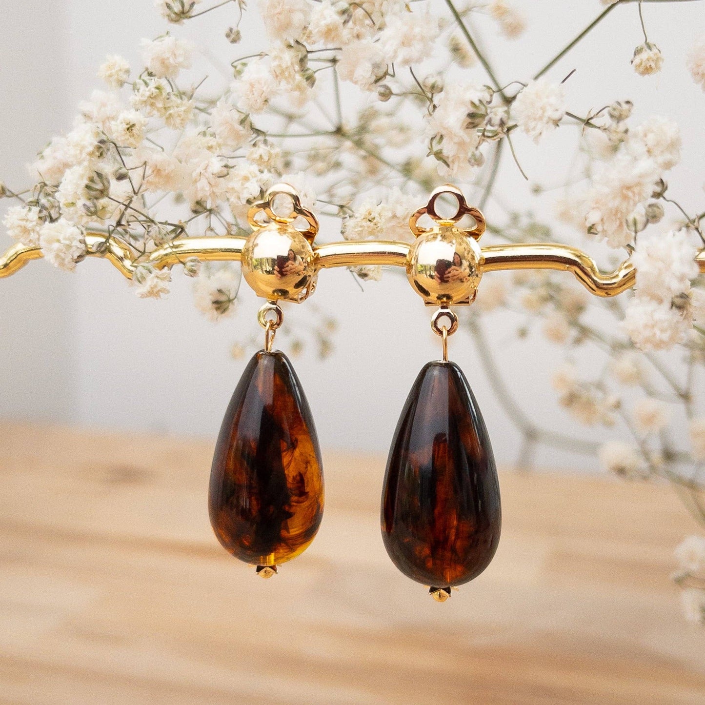 Emilie Clip-On Earrings - Amber