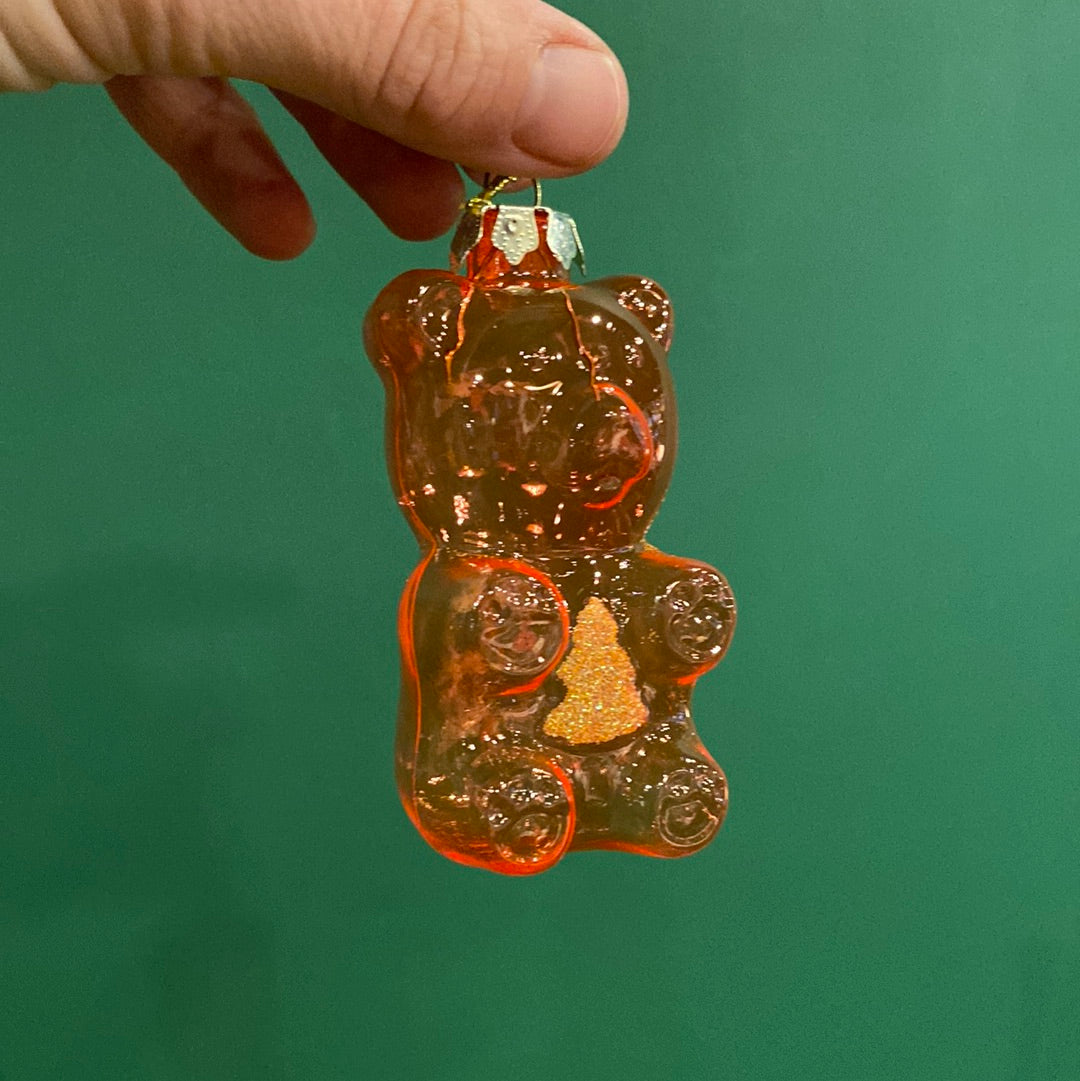 Candy Bear Glass Ornament