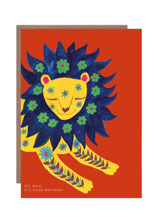 Decorative Lion Birthday Greeting Card