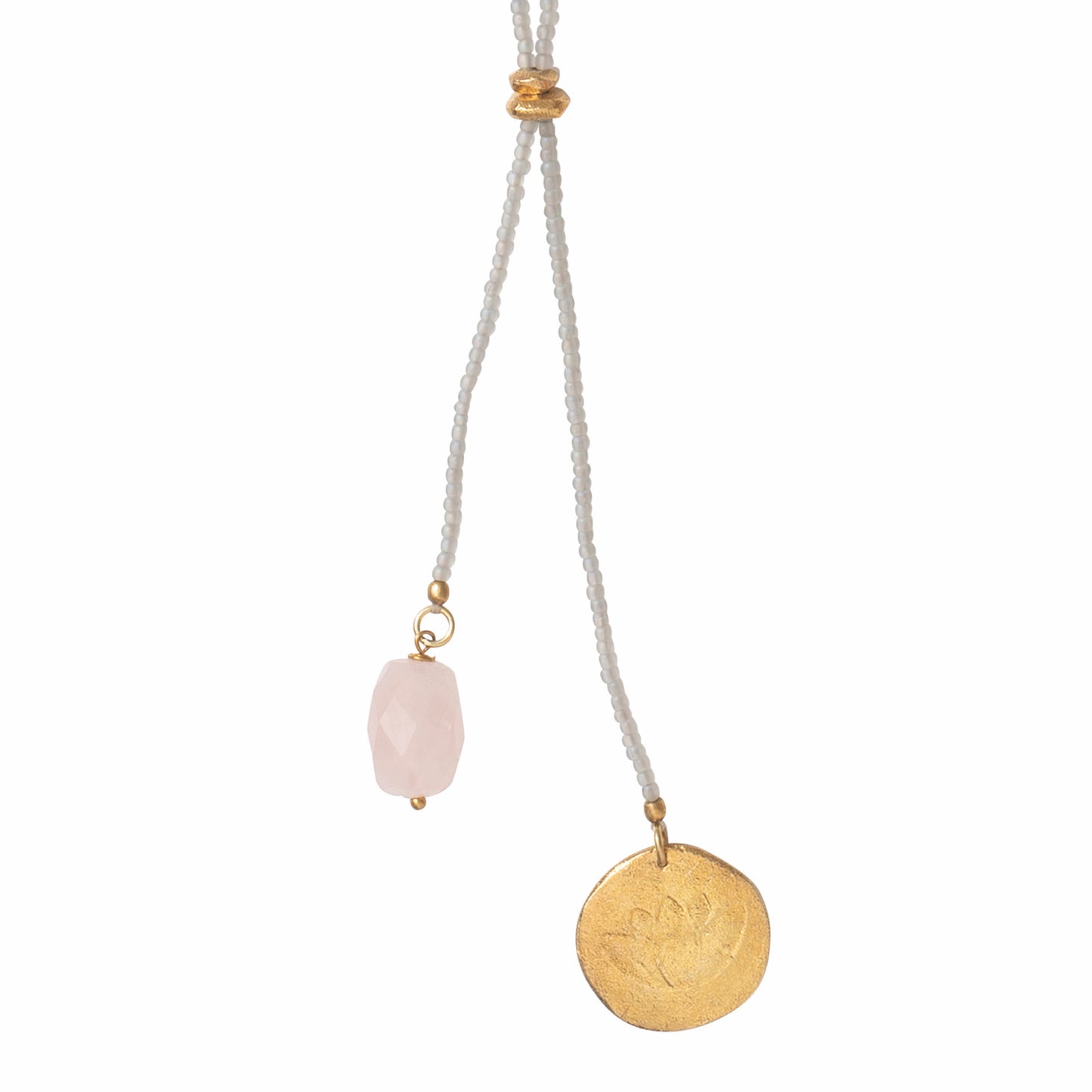 Fairy Long Necklace - Rose Quartz - Gold plated