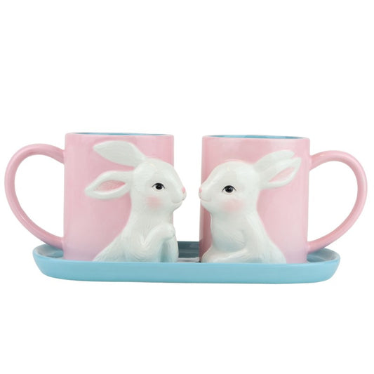 Bunny Mugs Set with Tray 28,5cm Set/3