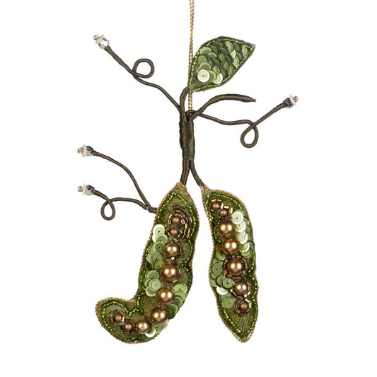 Embroidered Peas in a Pod Ornament