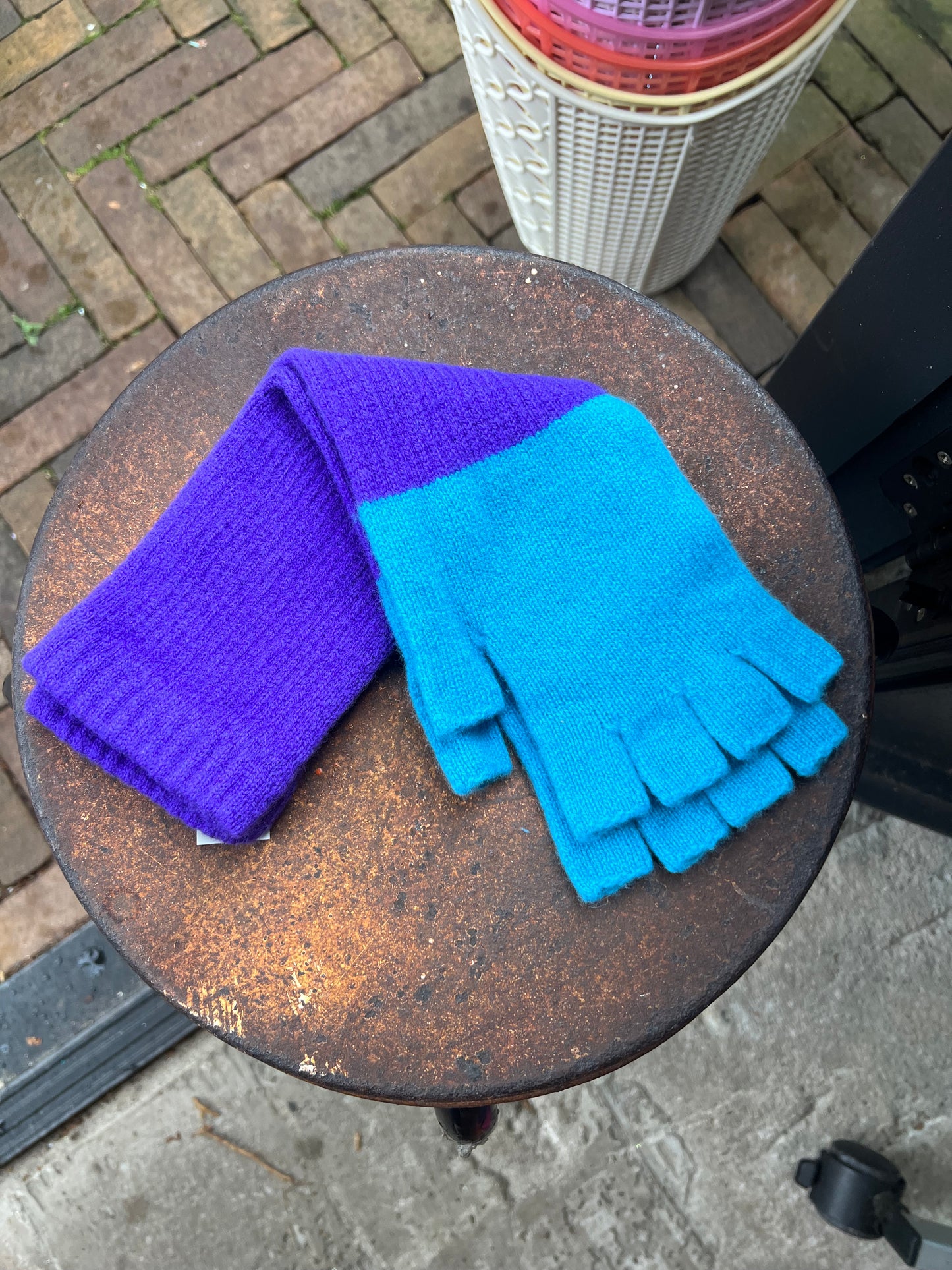 Colorblock Long Fingerless Gloves - 3 colors