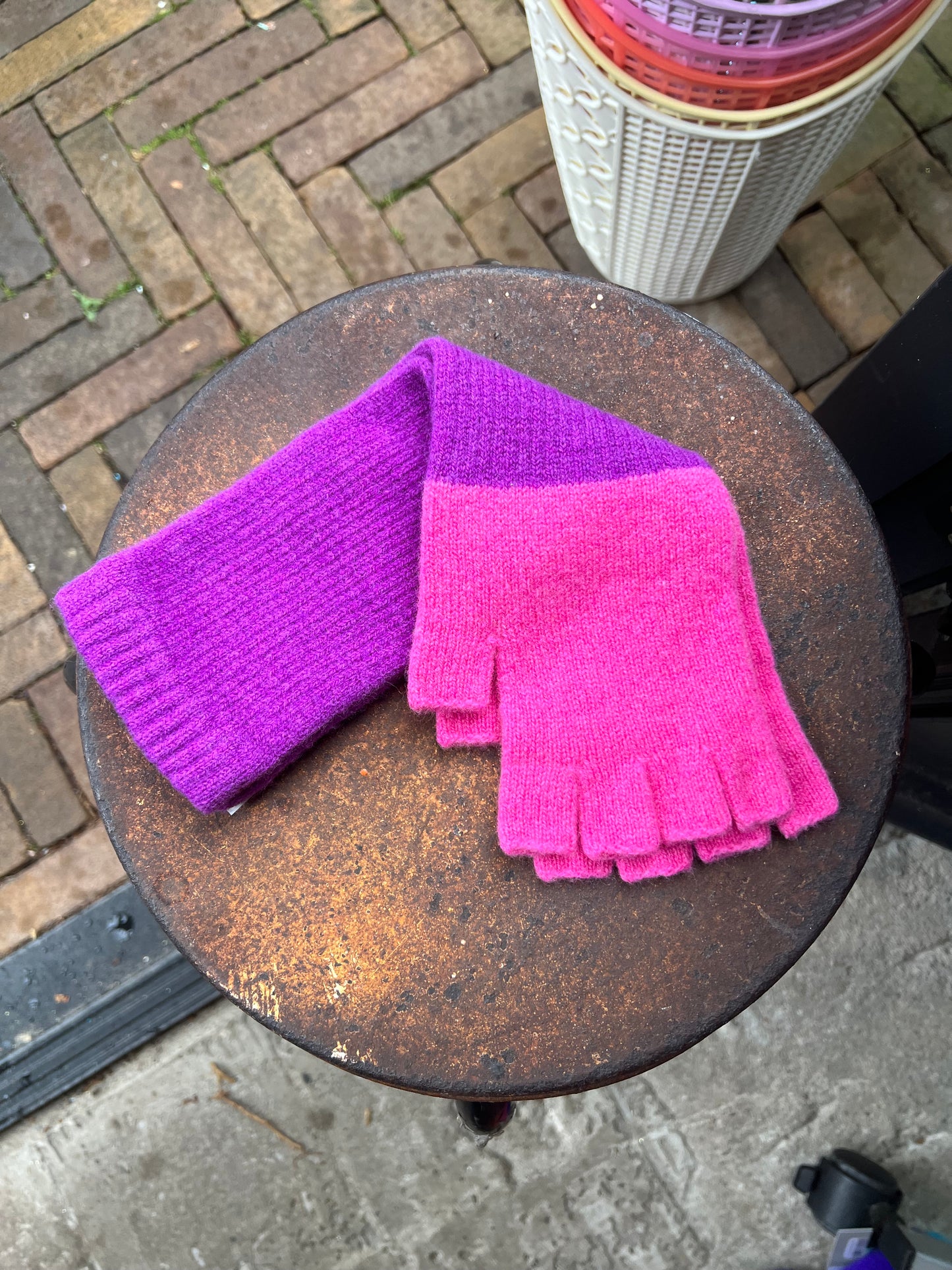 Colorblock Long Fingerless Gloves - 3 colors