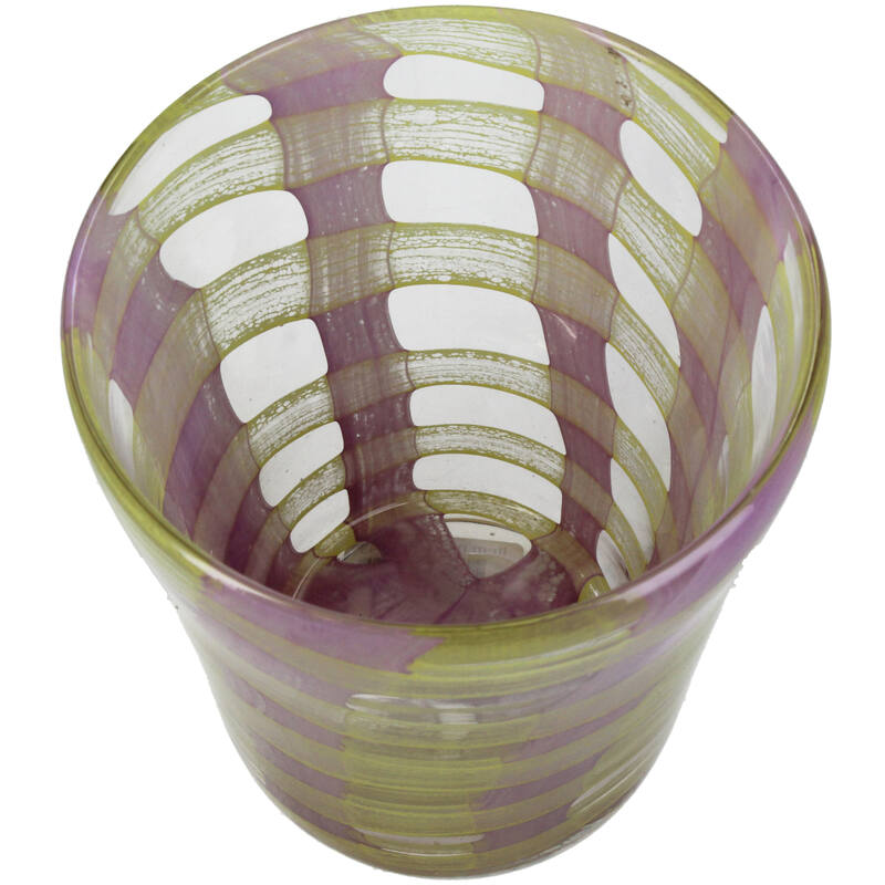 Candle Holder Glass Yellow&Lilac