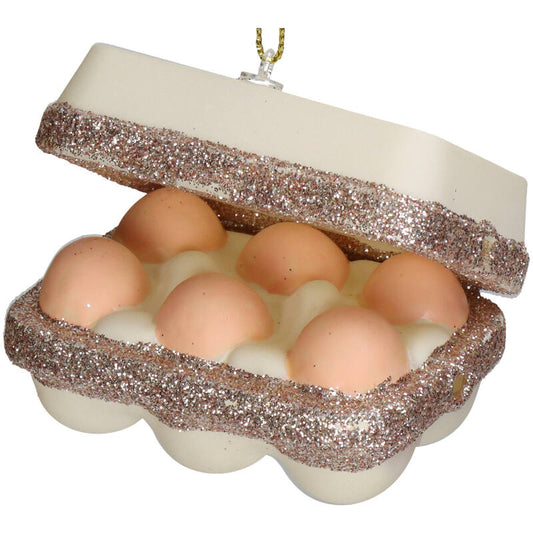 Fresh Eggs Box Glass Ornament