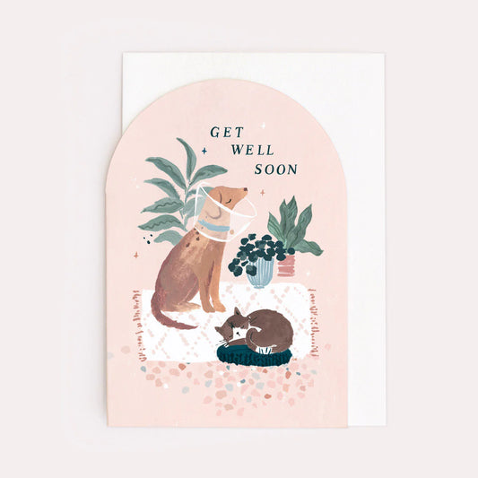 Cat & Dog Get Well Soon Card