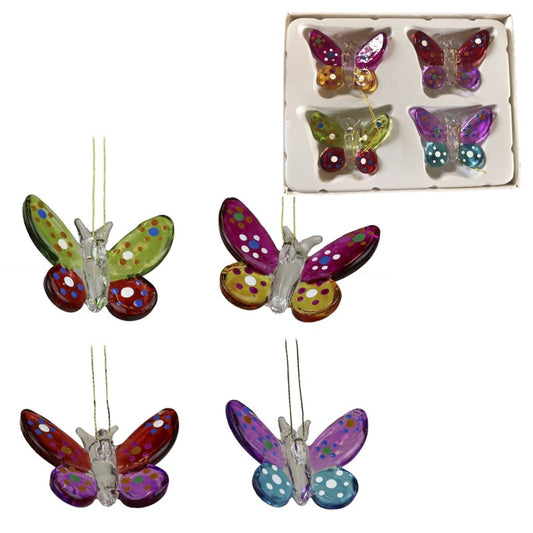 Ornament Dotted Glass Butterfly 4,5cm Box/4