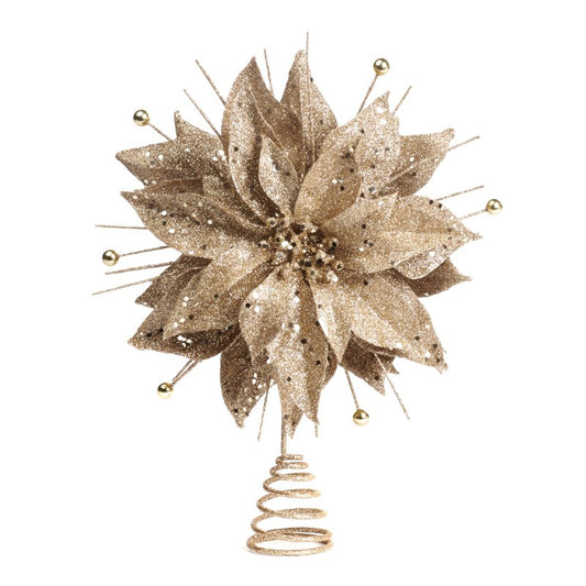 Poinsettia Glitter Tree Topper 35cm