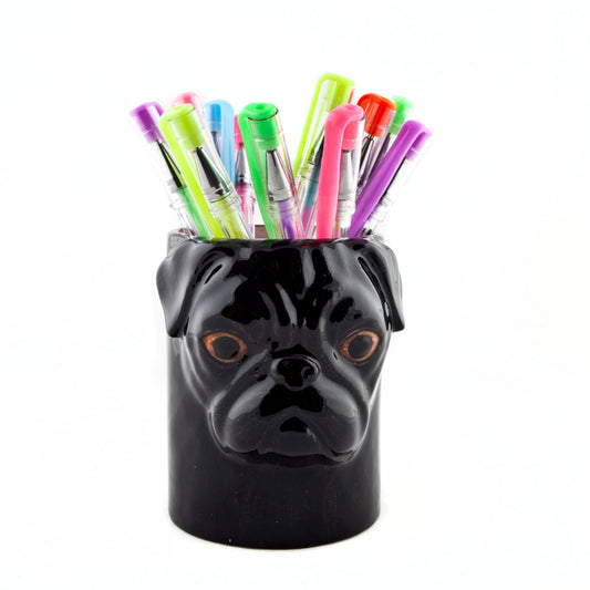 Pug Black Pencil Pot