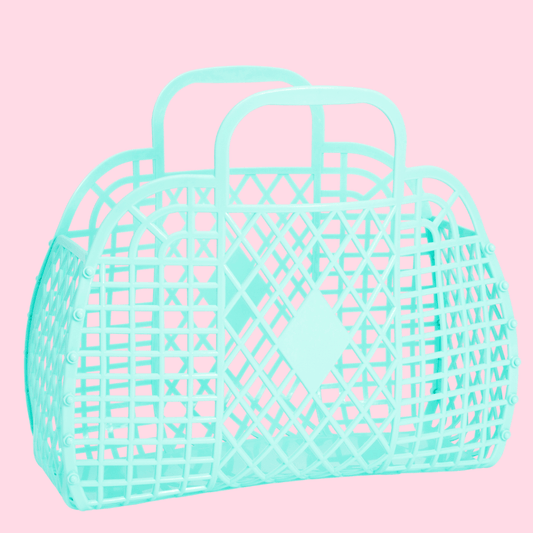 Large Retro Basket - Seafoam