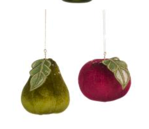 Velvet Apple or Pear Ornament 10,5cm