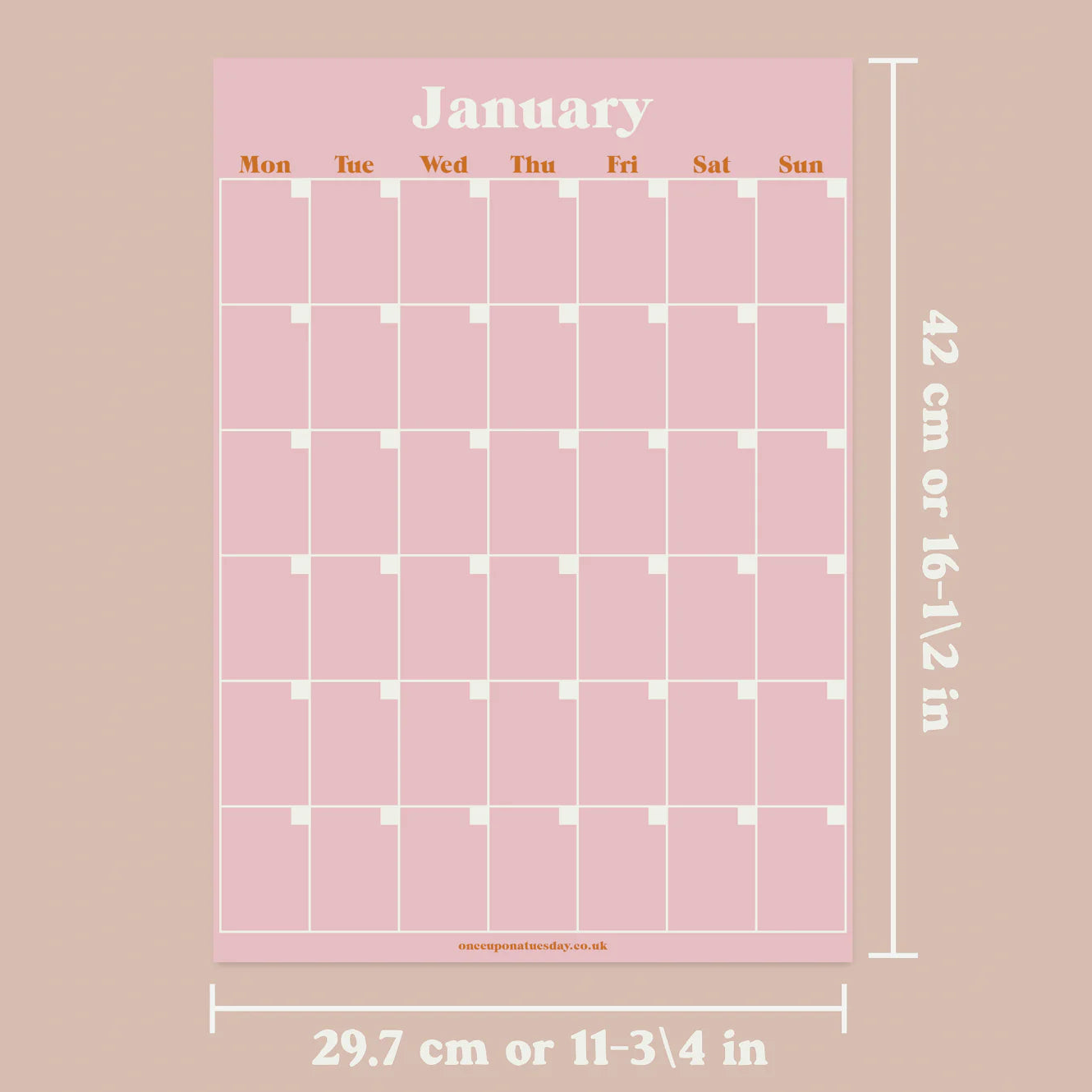 Monthly Undated A3 Wall Planner - Pastels