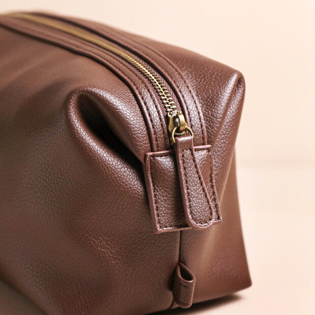 Men's Vegan Leather Wash Bag in Brown or Black