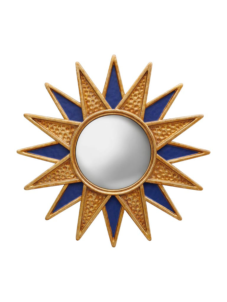 Convex blue and gold starry mirror "E"