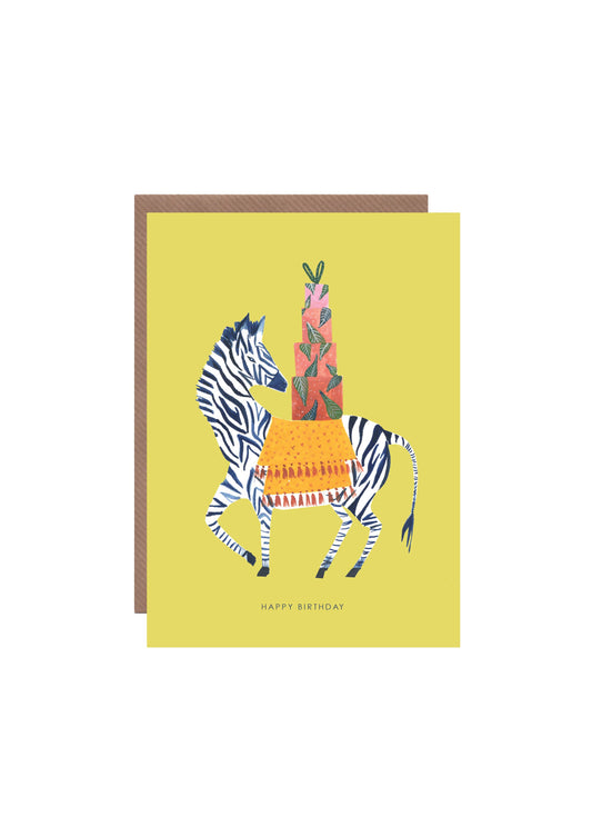 Zebra With Presents Birthday Card