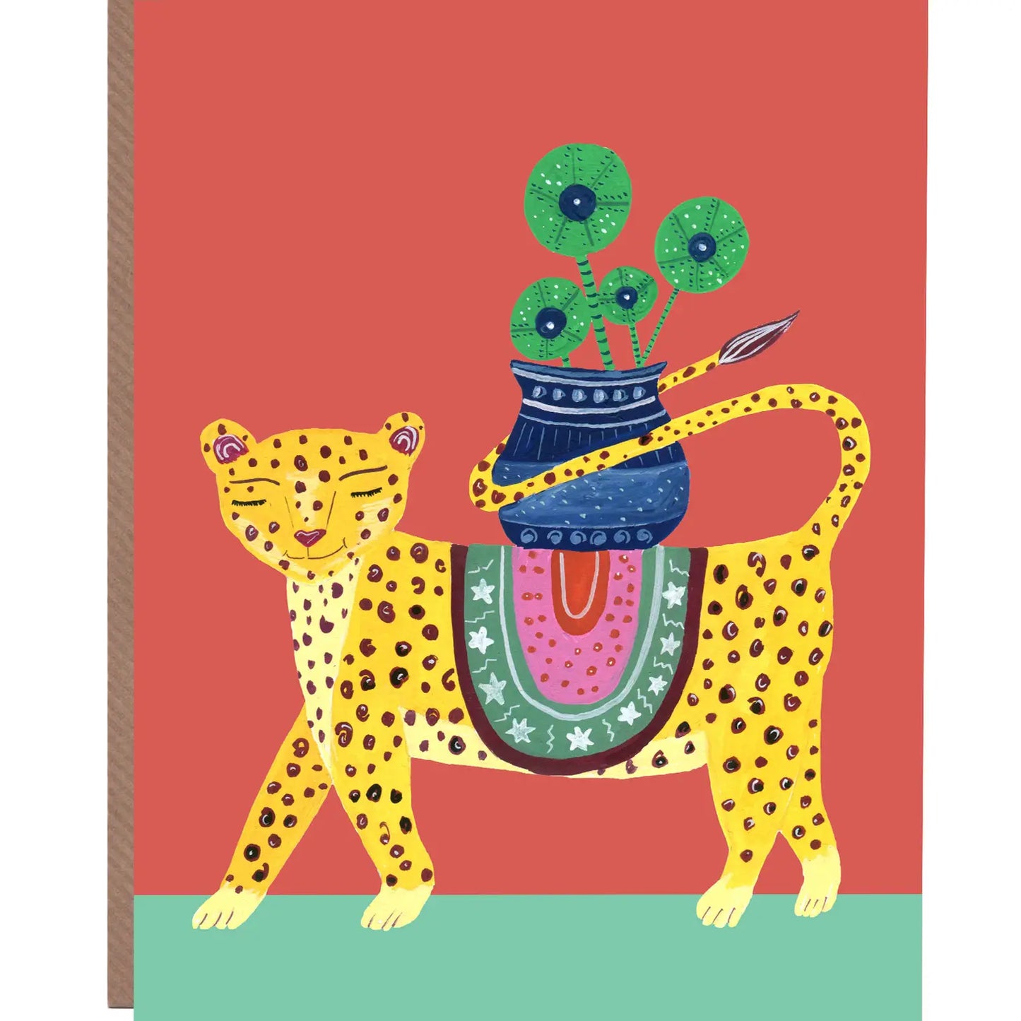 Tropical Leopard Greeting Card