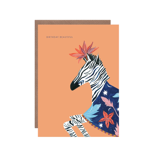 Birthday Beautiful Zebra Greeting Card