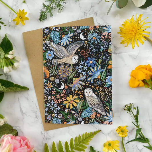 Owls in the Midnight Garden Greeting Card
