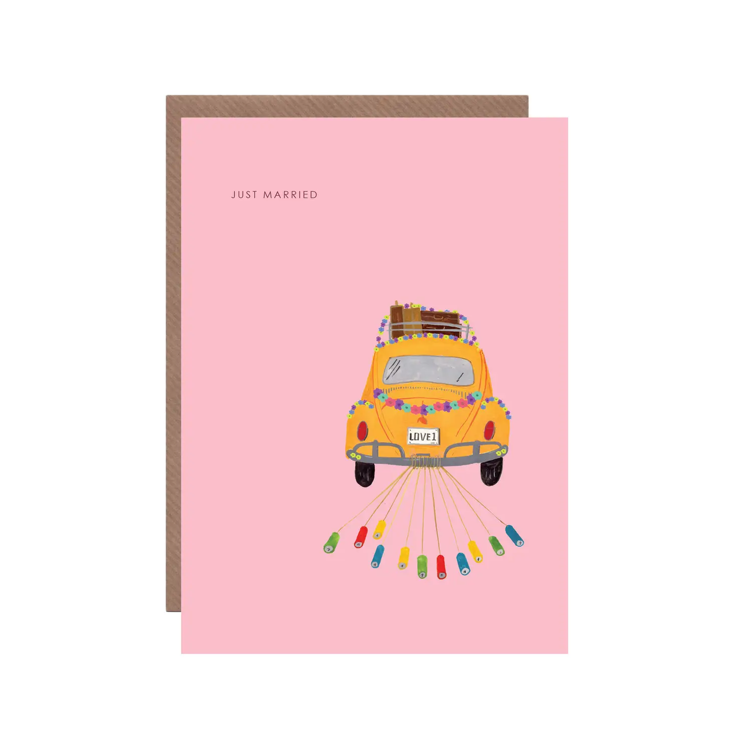 Just Married Wedding Beetle Greeting Card