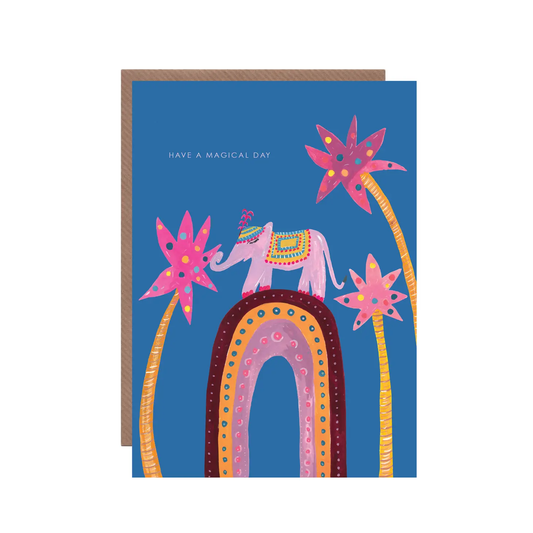 Elephant on Rainbow Greeting Card