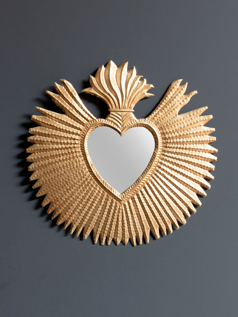 Ex-Voto Golden Flames Heart Mirror