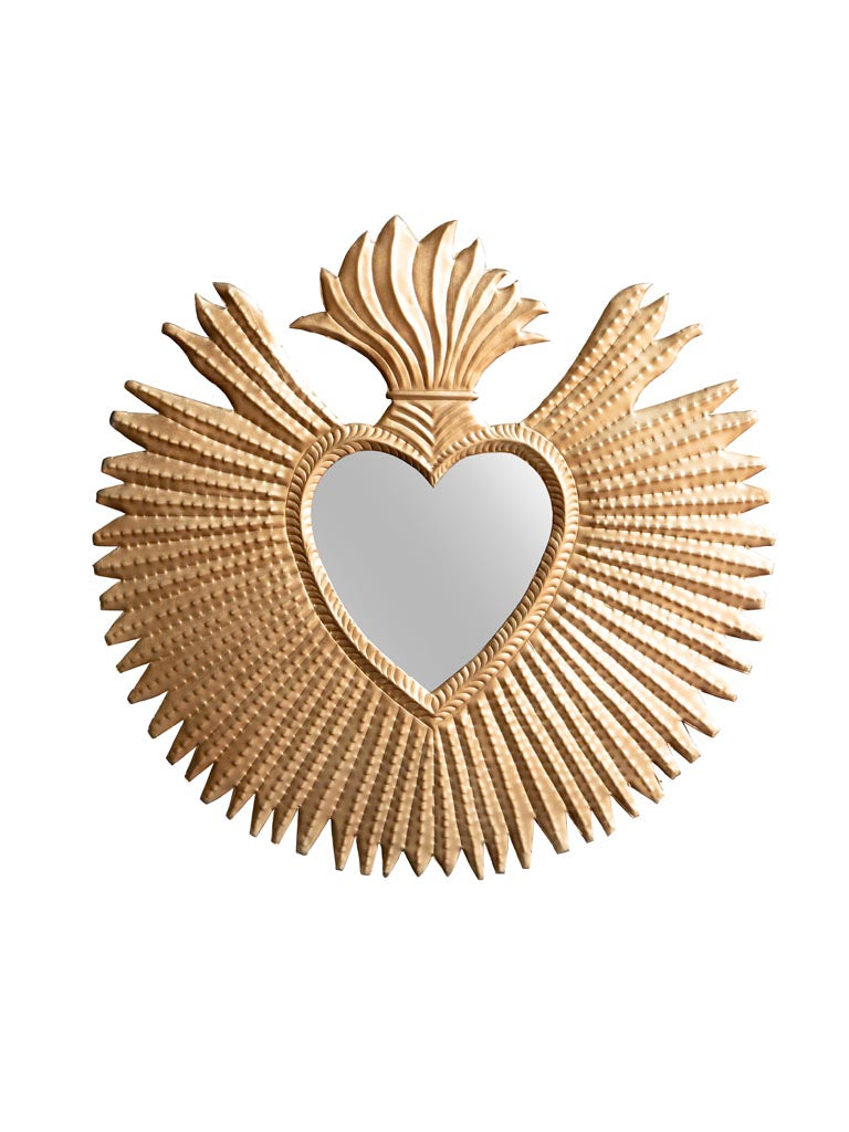 Ex-Voto Golden Flames Heart Mirror