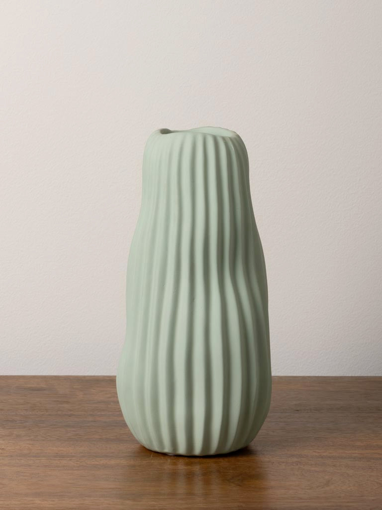 Abstract Green Striped Vase