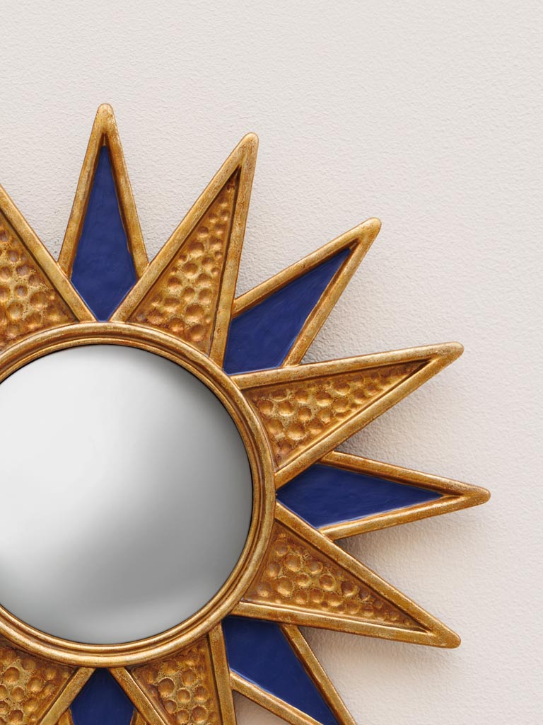 Convex blue and gold starry mirror "E"