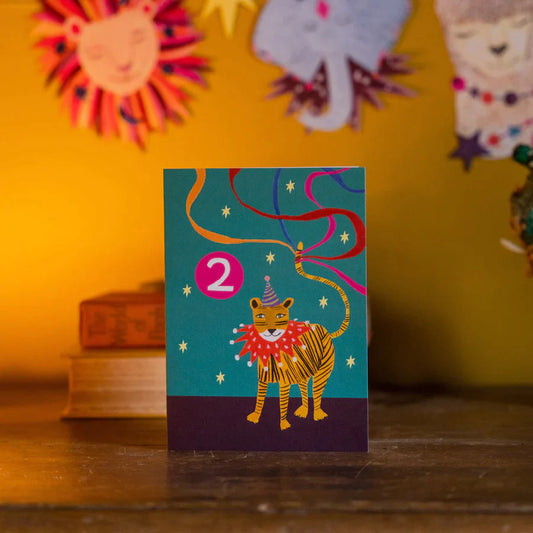 Age 2 Party Tiger Birthday Card