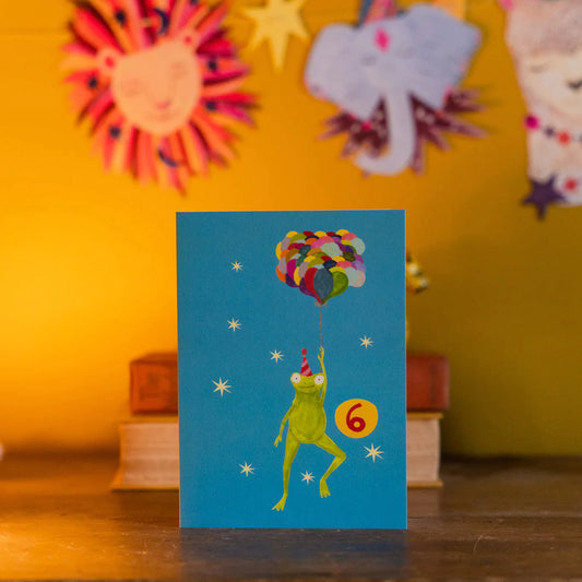 Age 6 Party Frog Birthday Card